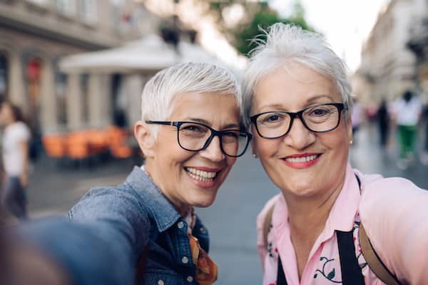 two women smiling